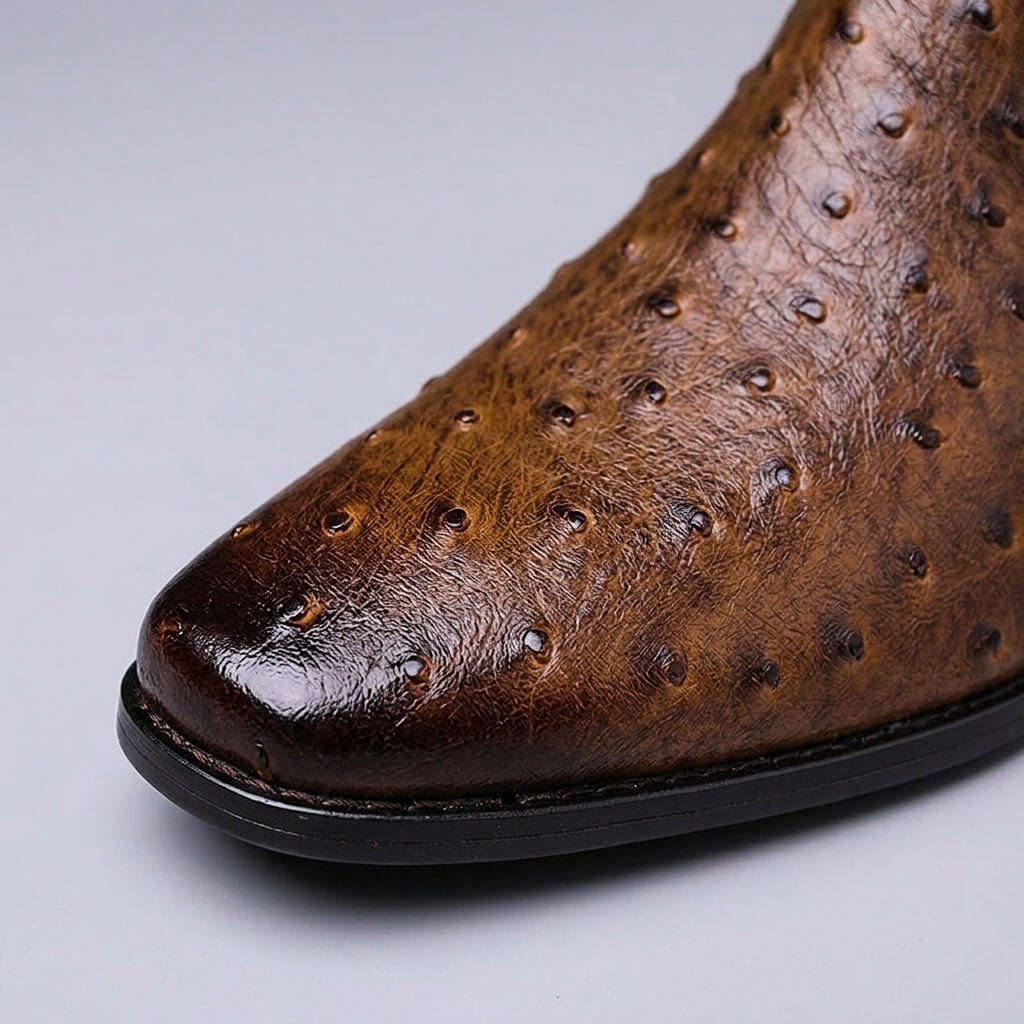 Herren Chelsea Boots aus Leder mit Straussenprägung