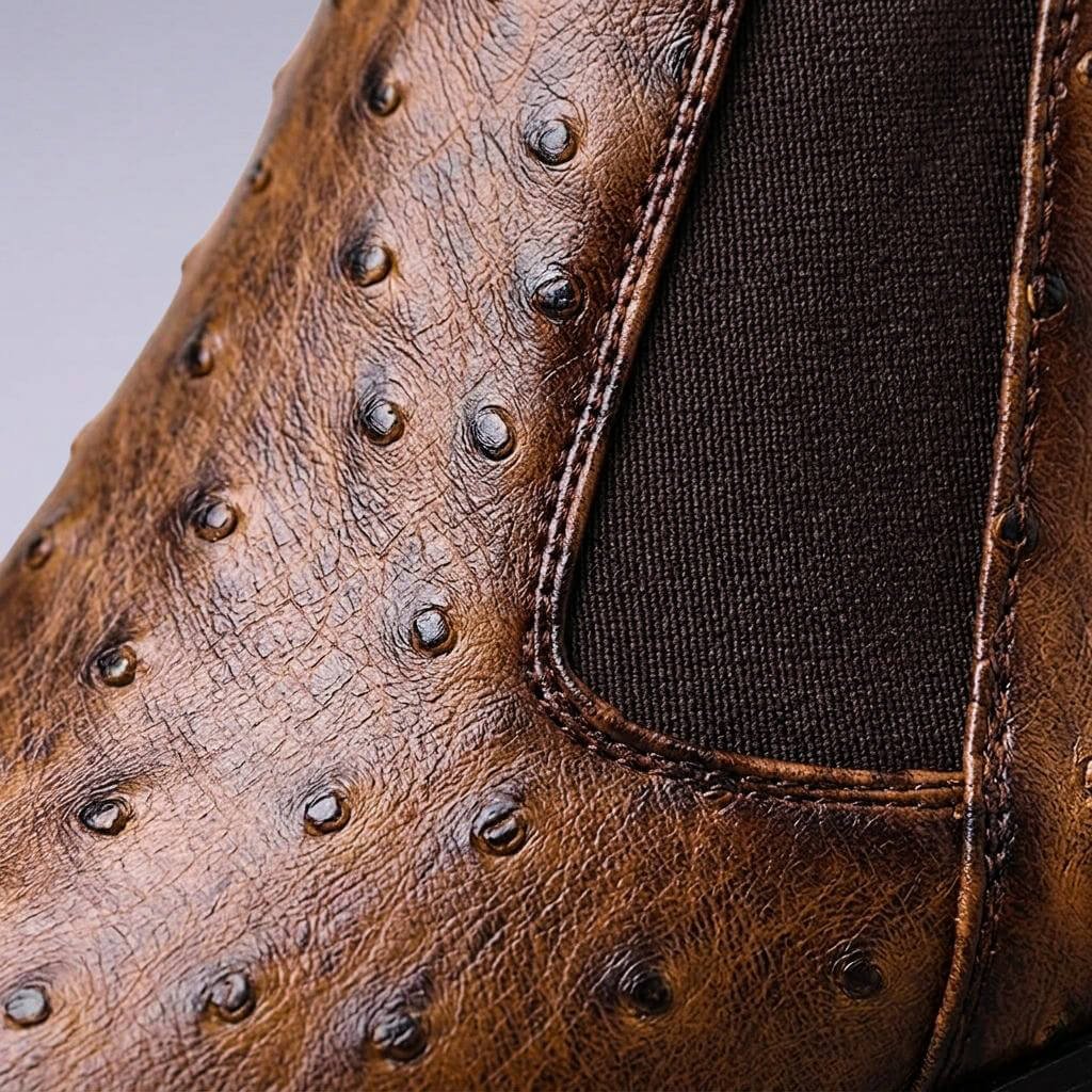 Herren Chelsea Boots aus Leder mit Straussenprägung