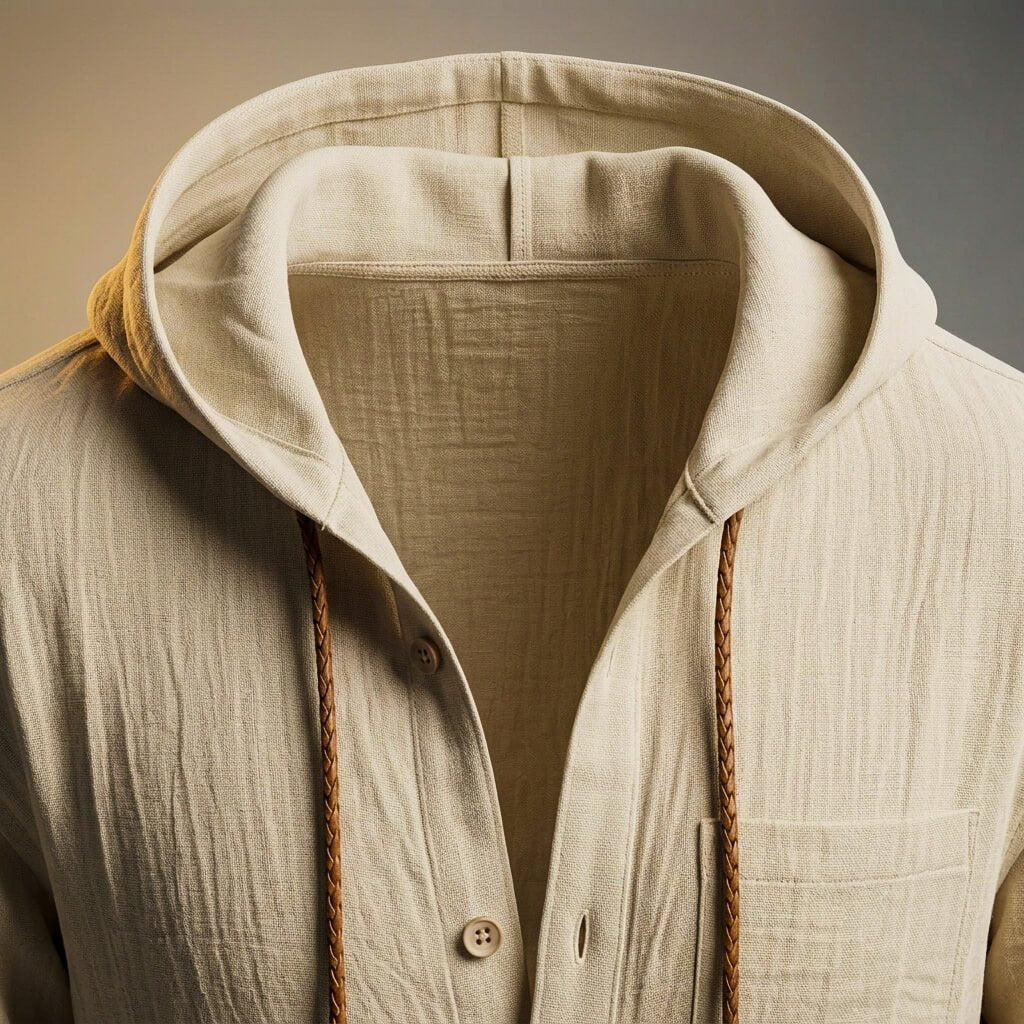 Herren Baumwoll-Leinen-Overshirt mit Kapuze