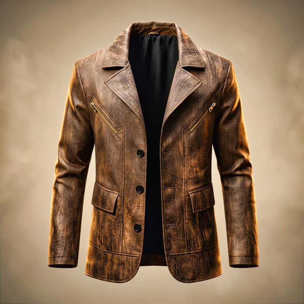 Herren Leder-Blazer mit Kerbkragen