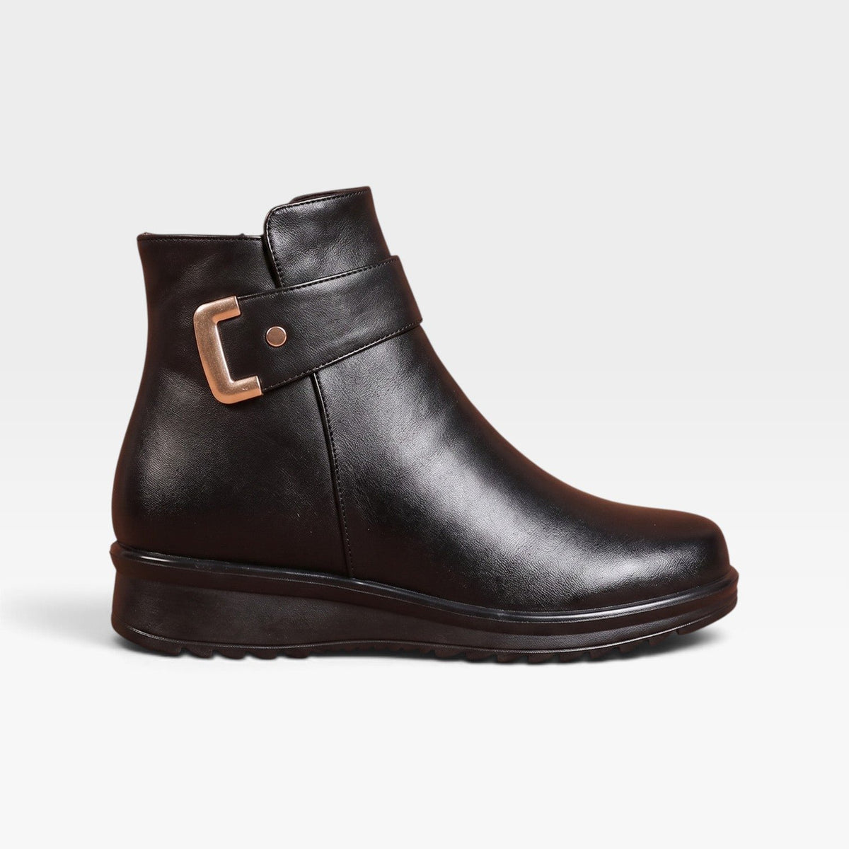 Damen Leder-Stiefeletten mit Keilabsatz
