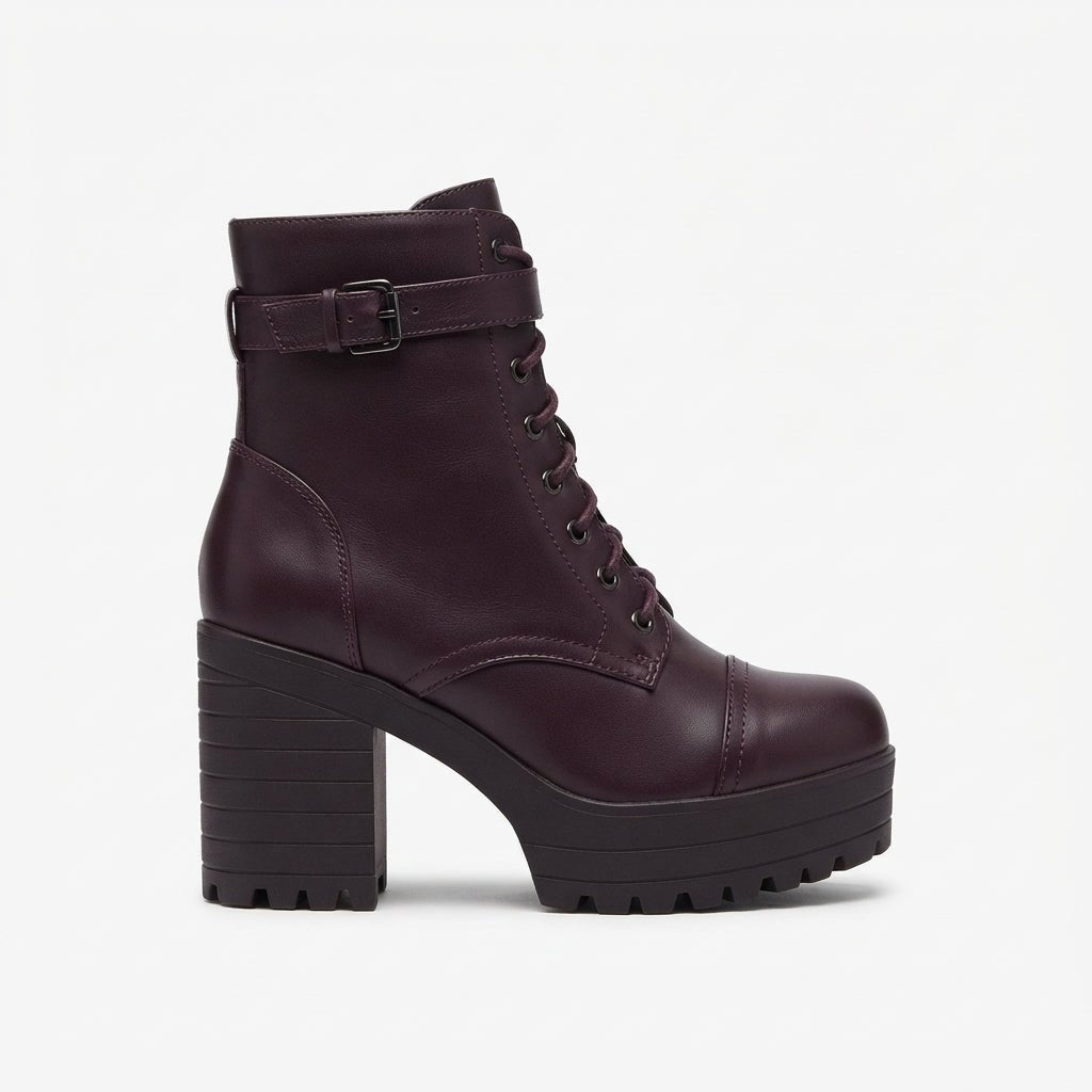 Damen Plateau-Stiefeletten aus Kunstleder