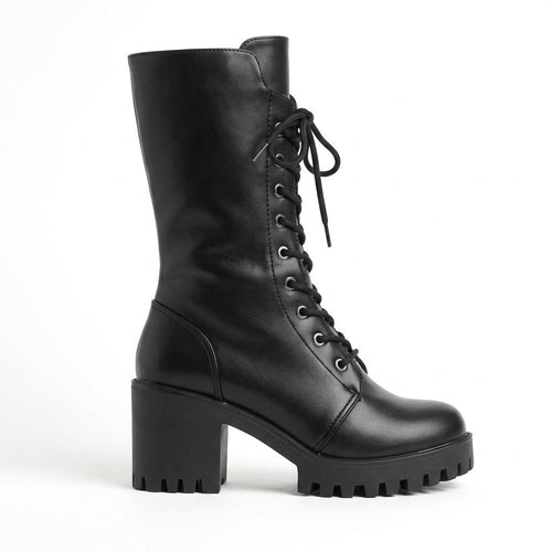 Damen Lässige Kunstleder Combat Boots
