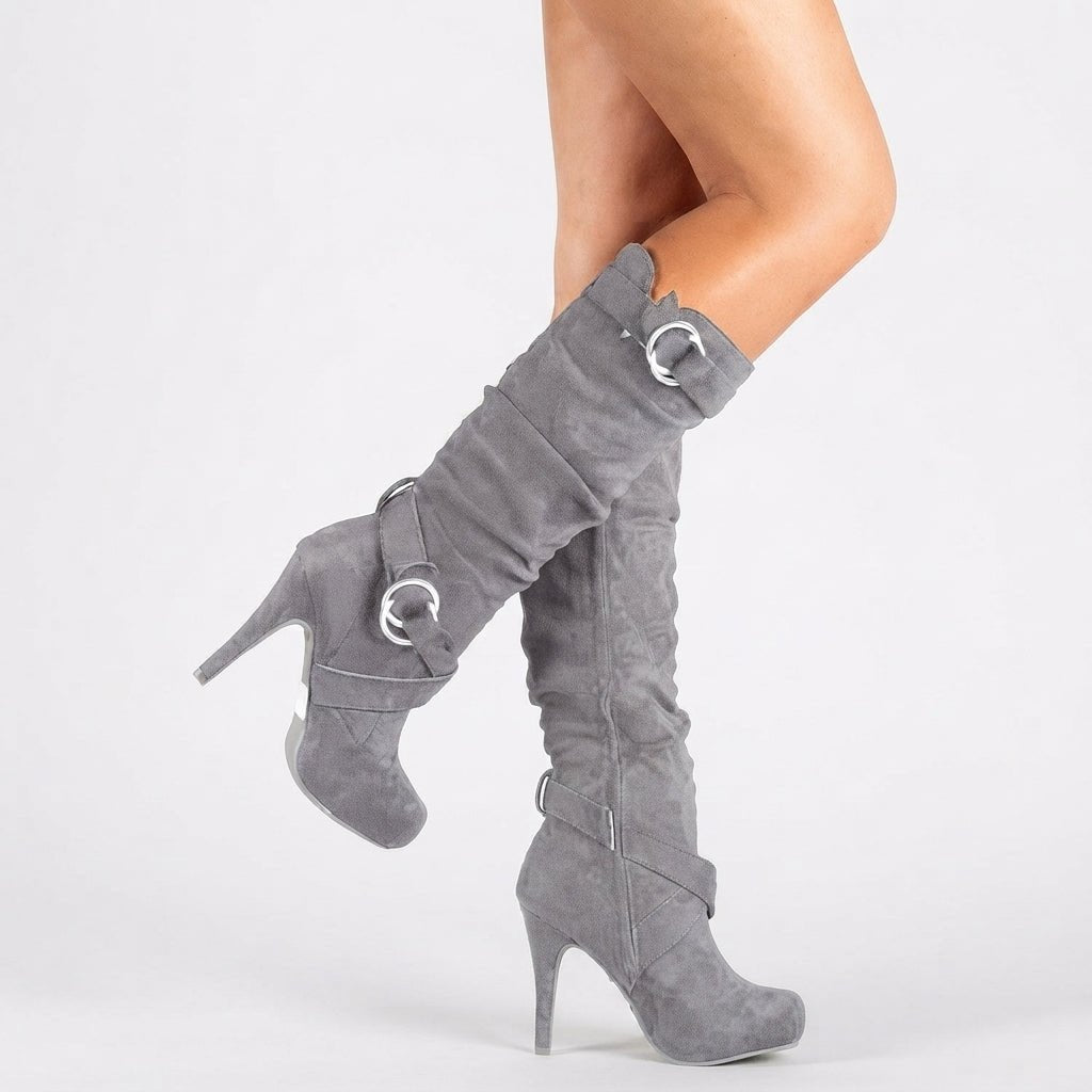 Damen Wildlederstiefel mit Absatz