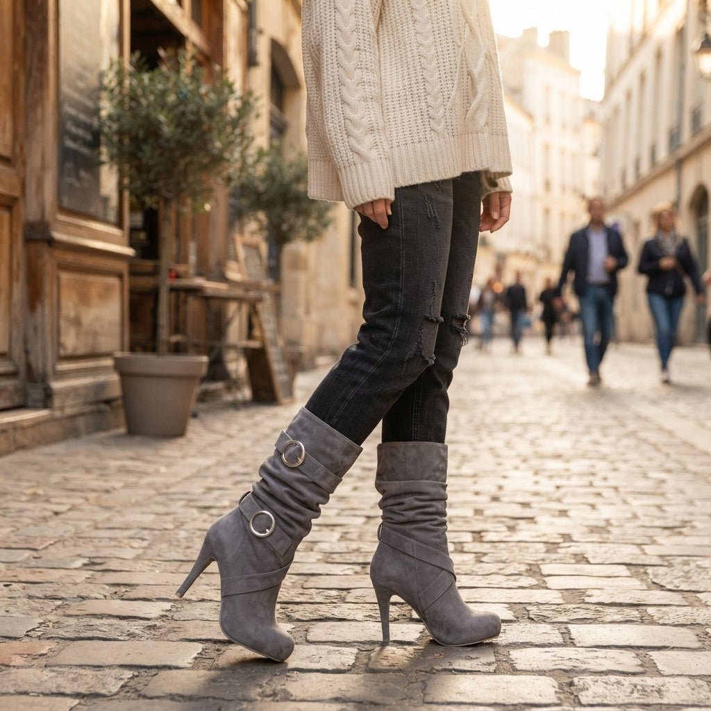Damen Wildlederstiefel mit Absatz