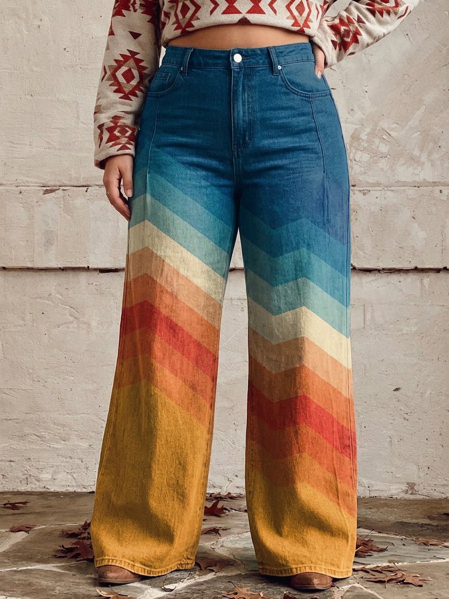 Damen Lässige Wide Leg Jeans