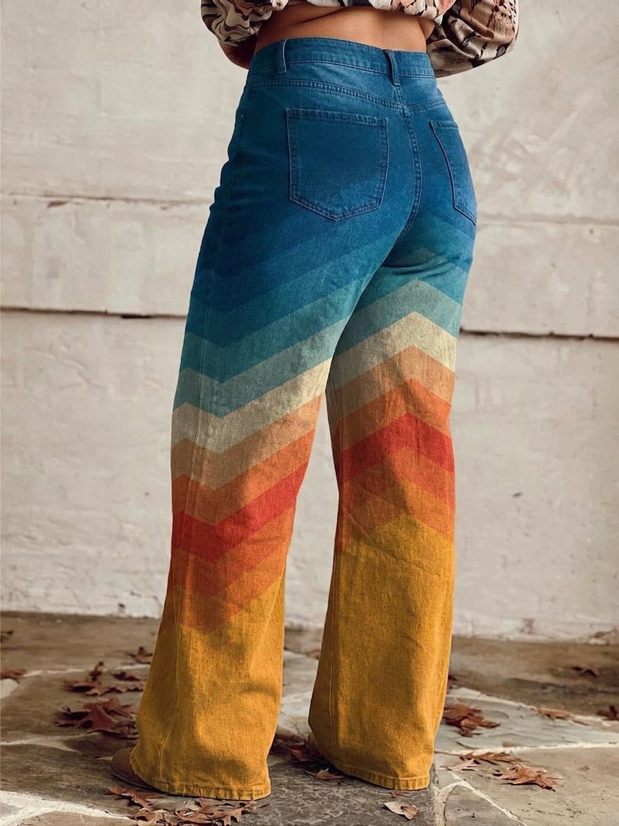 Damen Lässige Wide Leg Jeans