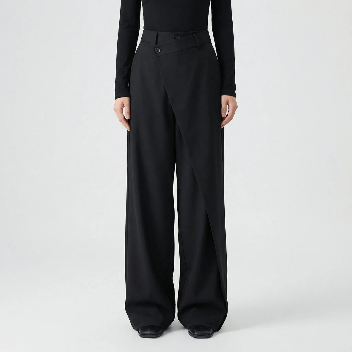 Damen Elegante High Waist Hose mit Wickel-Optik
