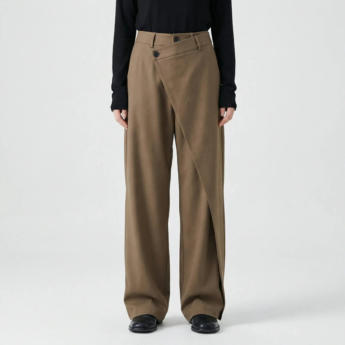 Damen Elegante High Waist Hose mit Wickel-Optik