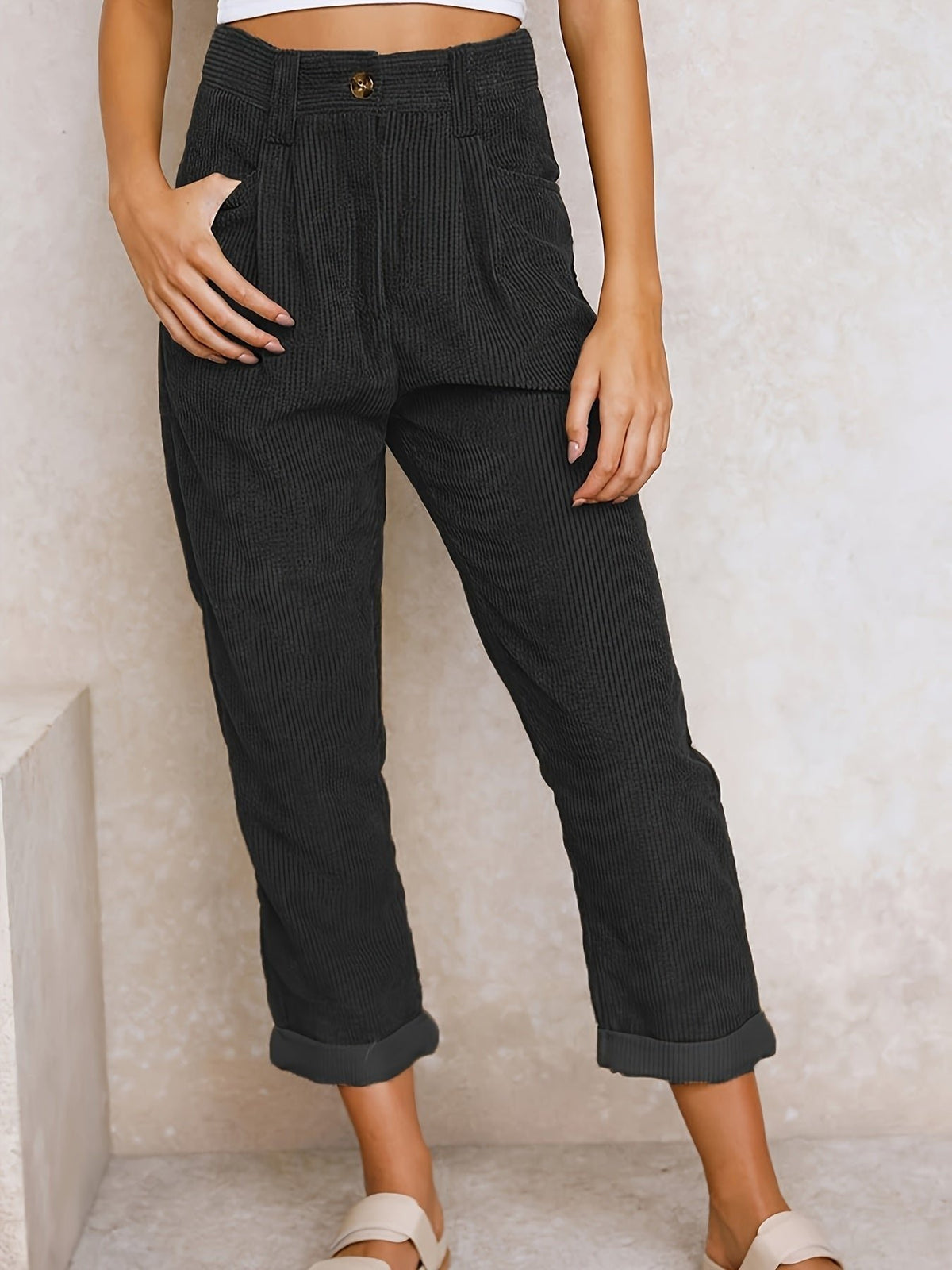 Damen Cordhose mit Bundfalte