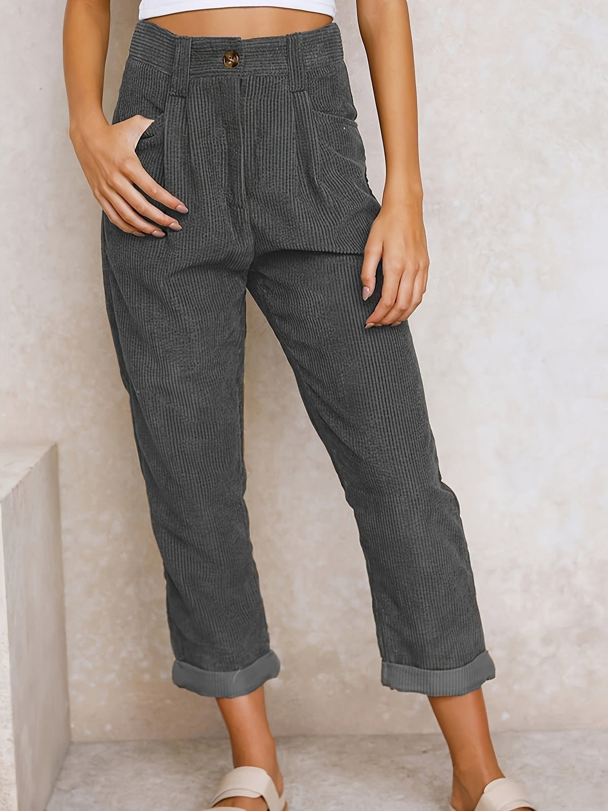 Damen Cordhose mit Bundfalte