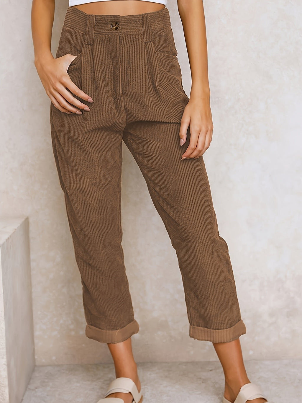 Damen Cordhose mit Bundfalte