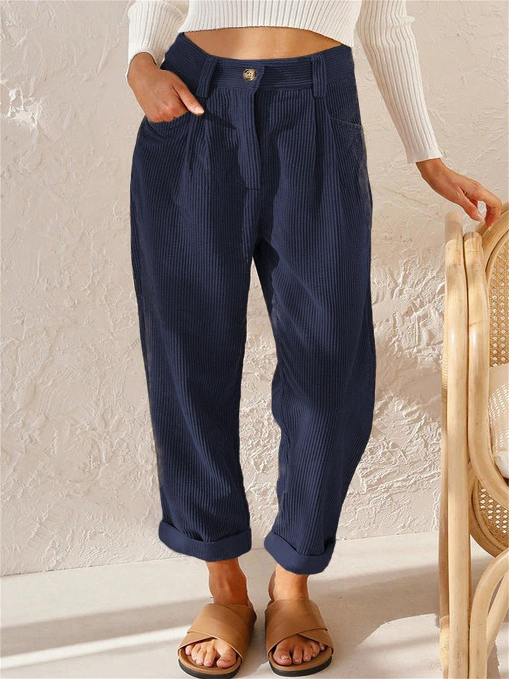 Damen Cordhose mit Bundfalte