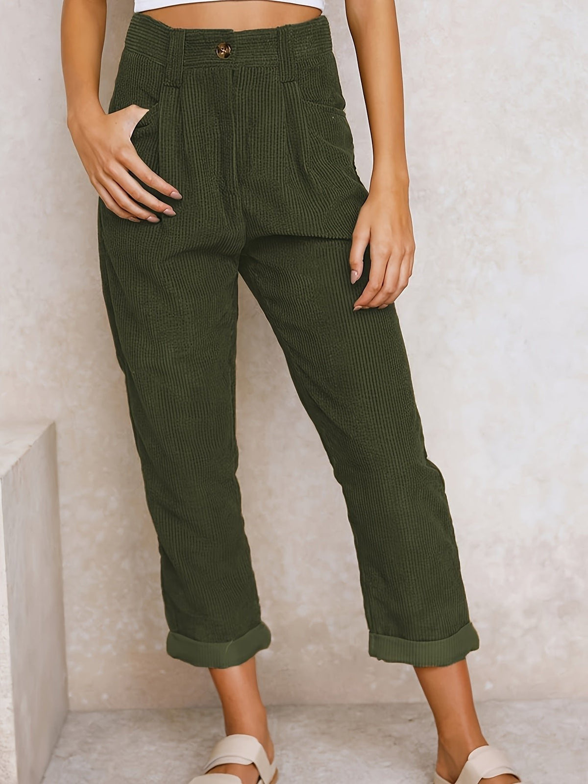 Damen Cordhose mit Bundfalte