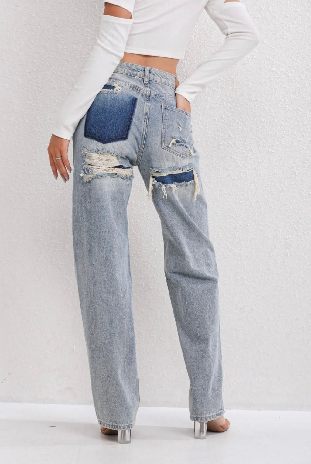 Damen Baggy Jeans im Destroyed-Look