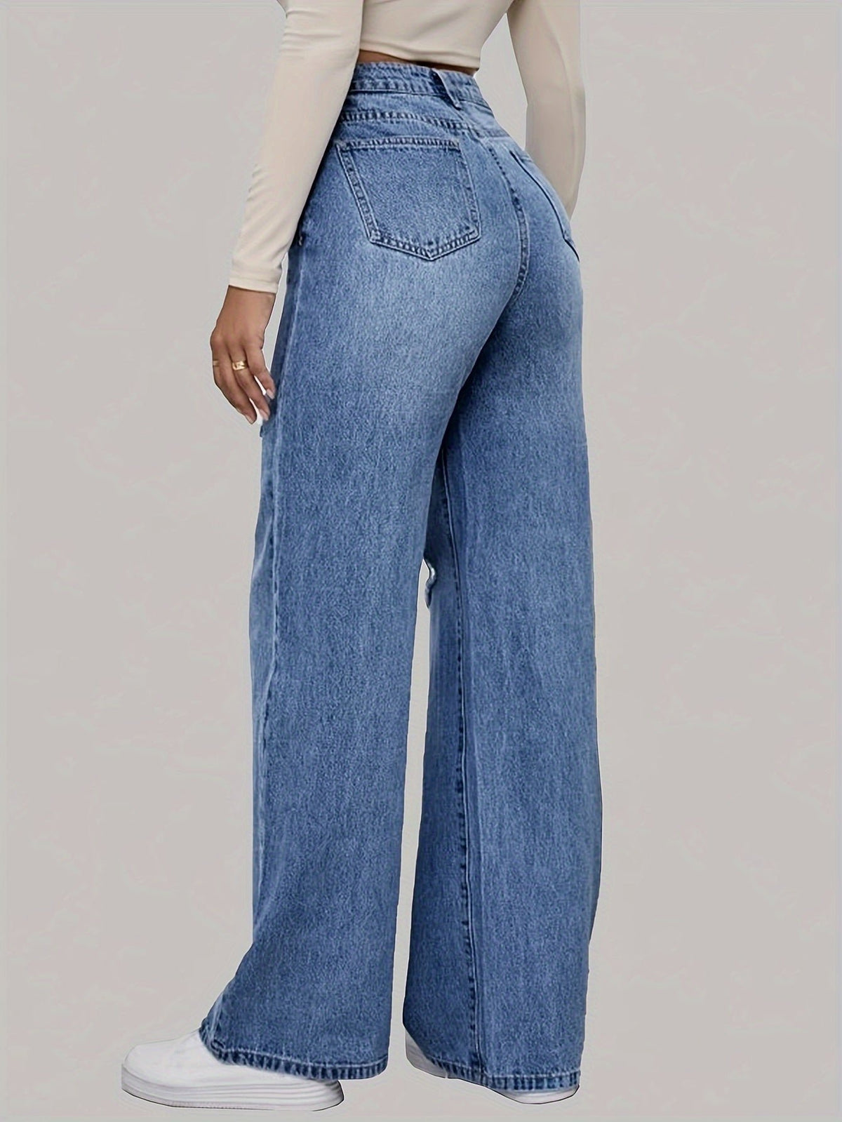 Damen Auffällige Baggy Jeans mit Grafikprint