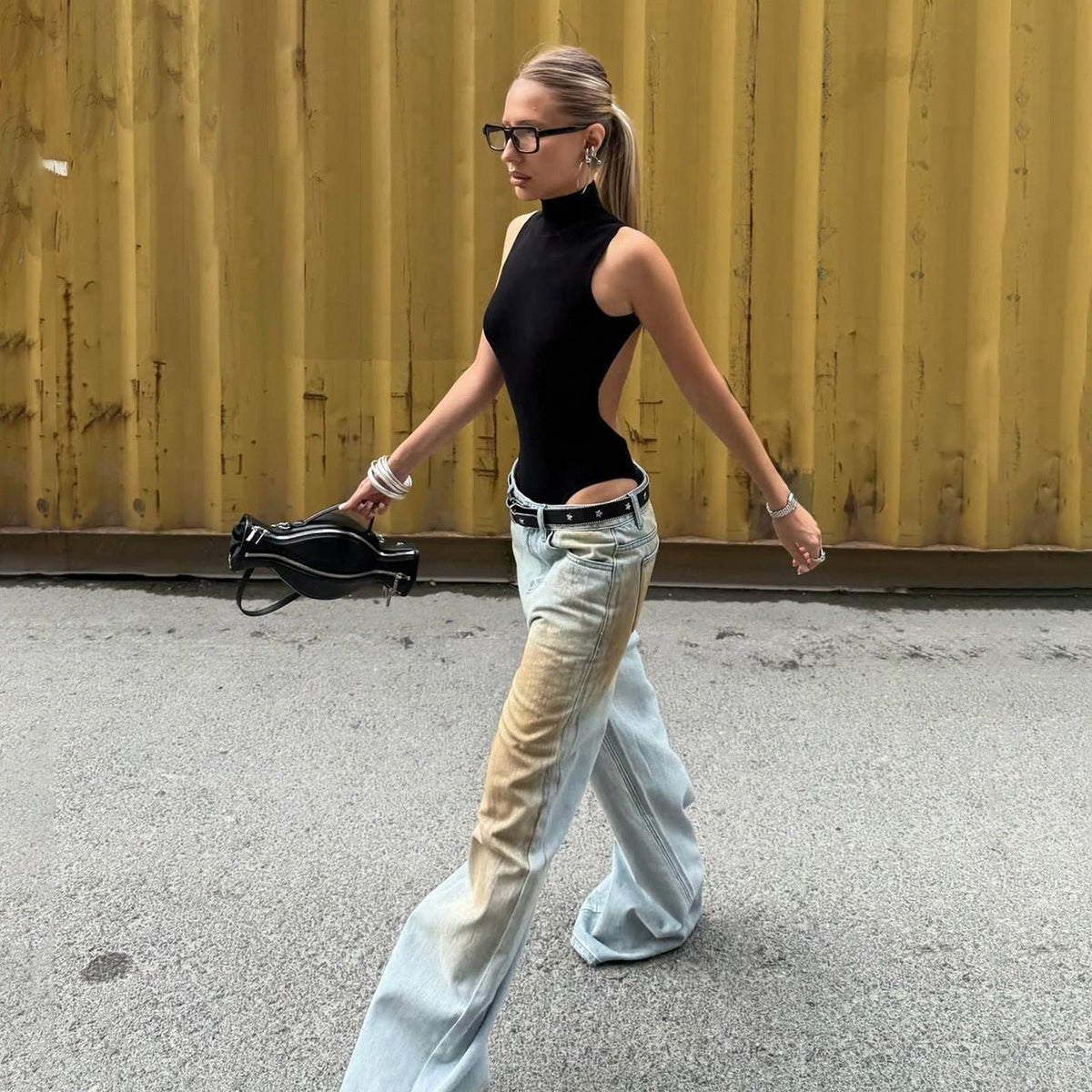 Damen Vintage Wide Leg Jeans