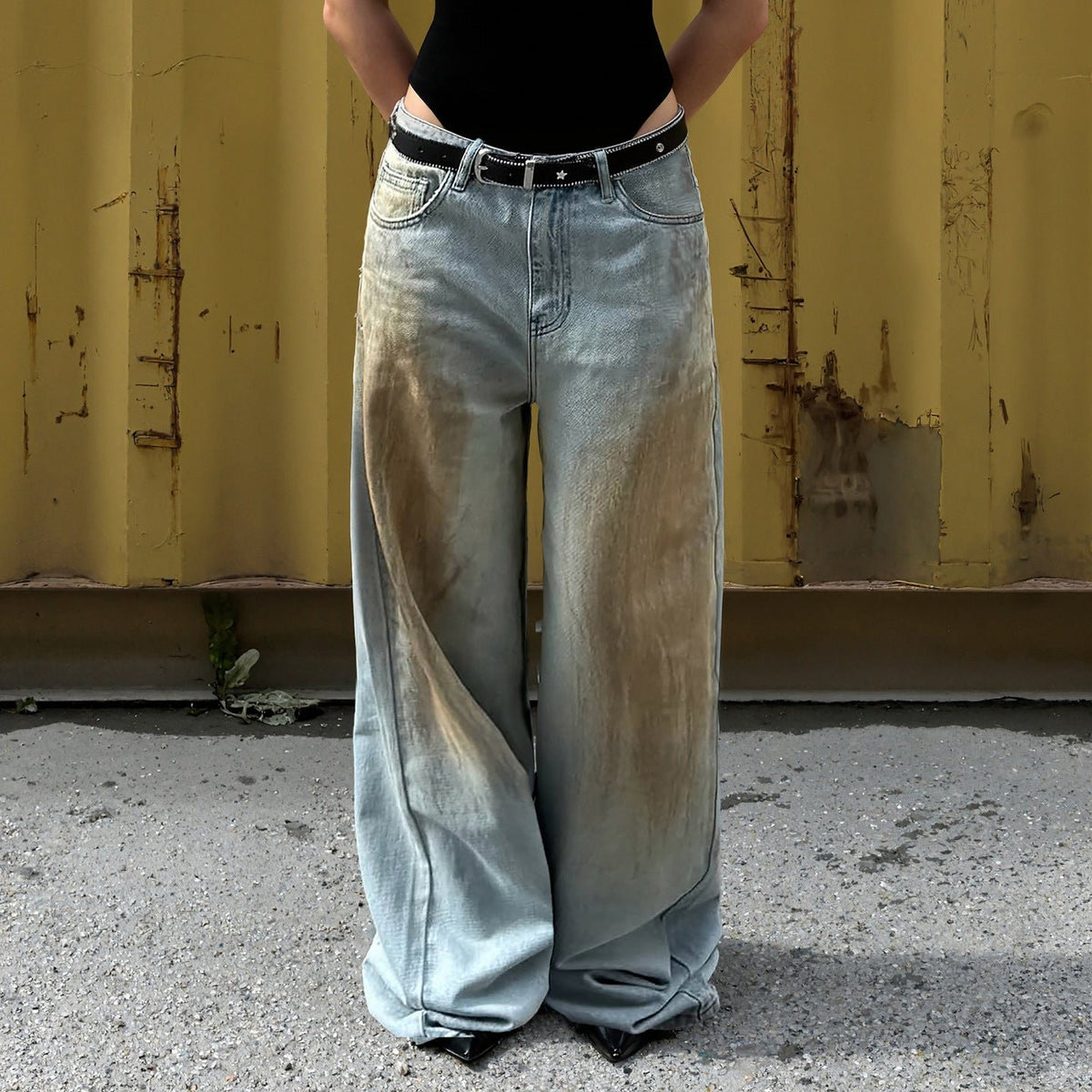 Damen Vintage Wide Leg Jeans