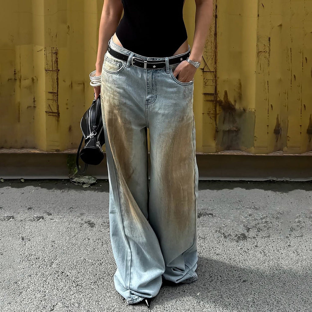 Damen Vintage Wide Leg Jeans