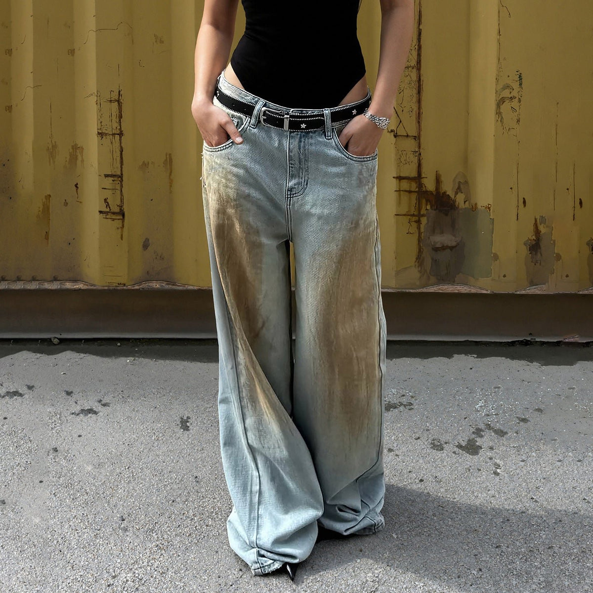 Damen Vintage Wide Leg Jeans