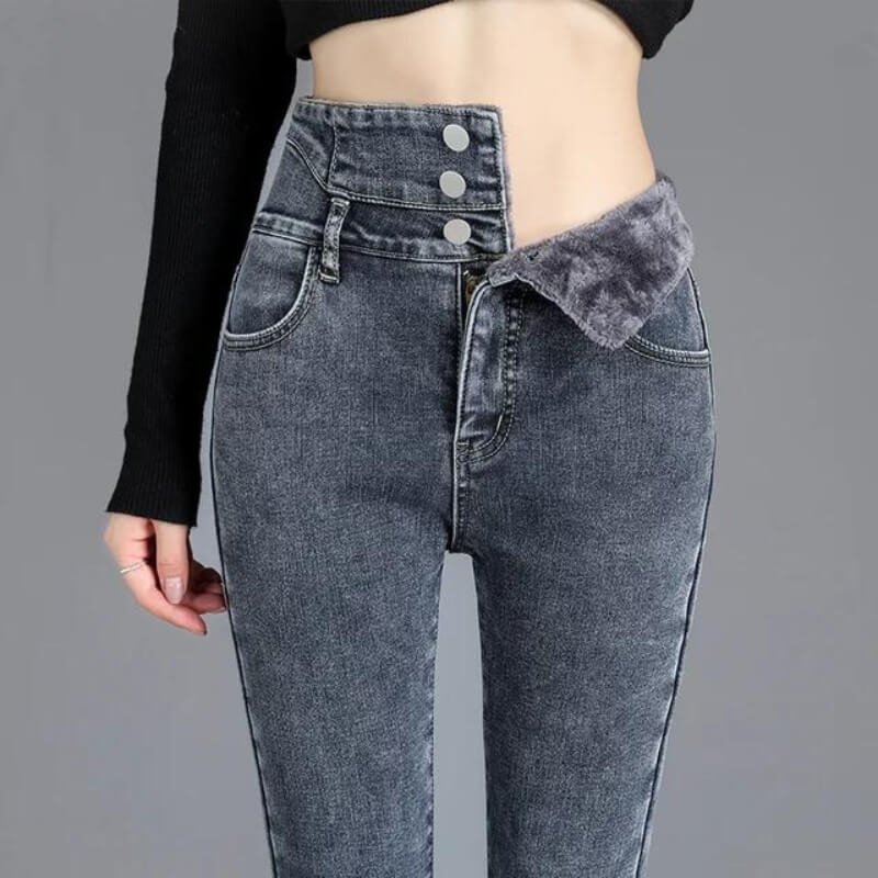 Damen Gemütliche Skinny Jeans mit Fleece-Futter