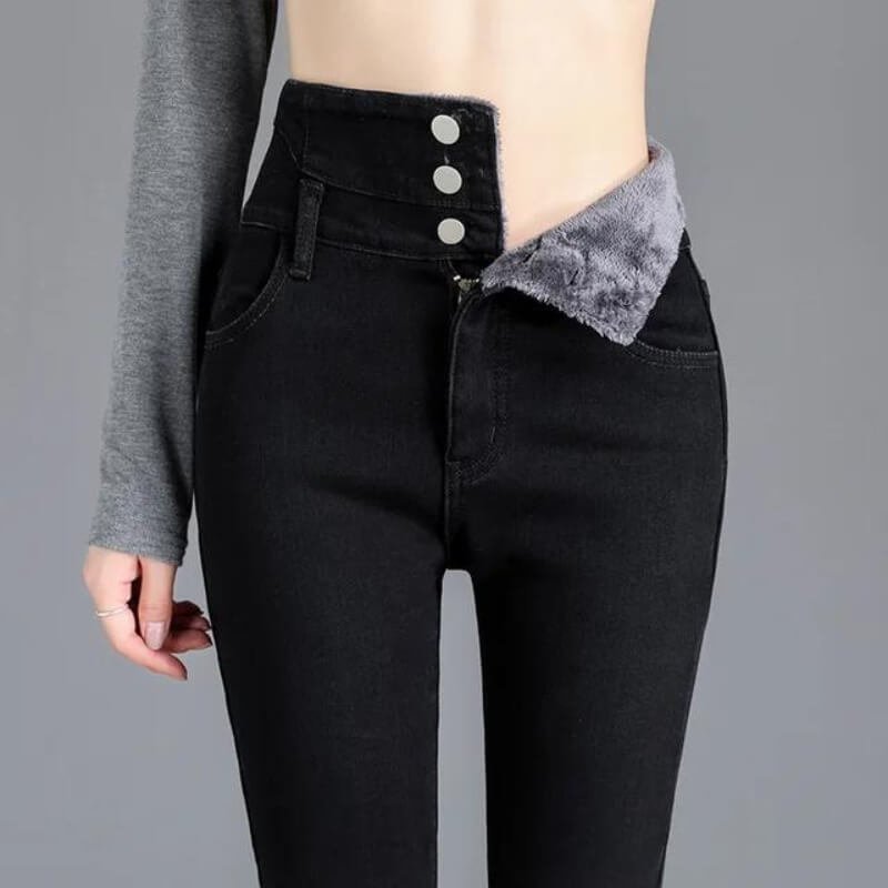 Damen Gemütliche Skinny Jeans mit Fleece-Futter