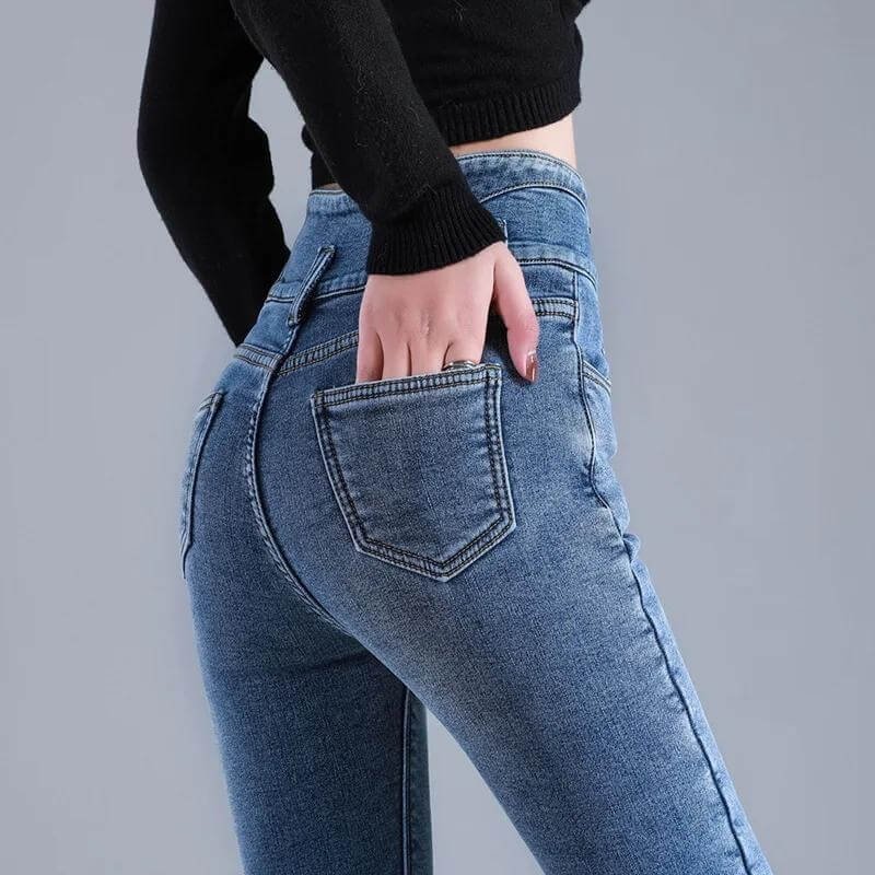 Damen Gemütliche Skinny Jeans mit Fleece-Futter