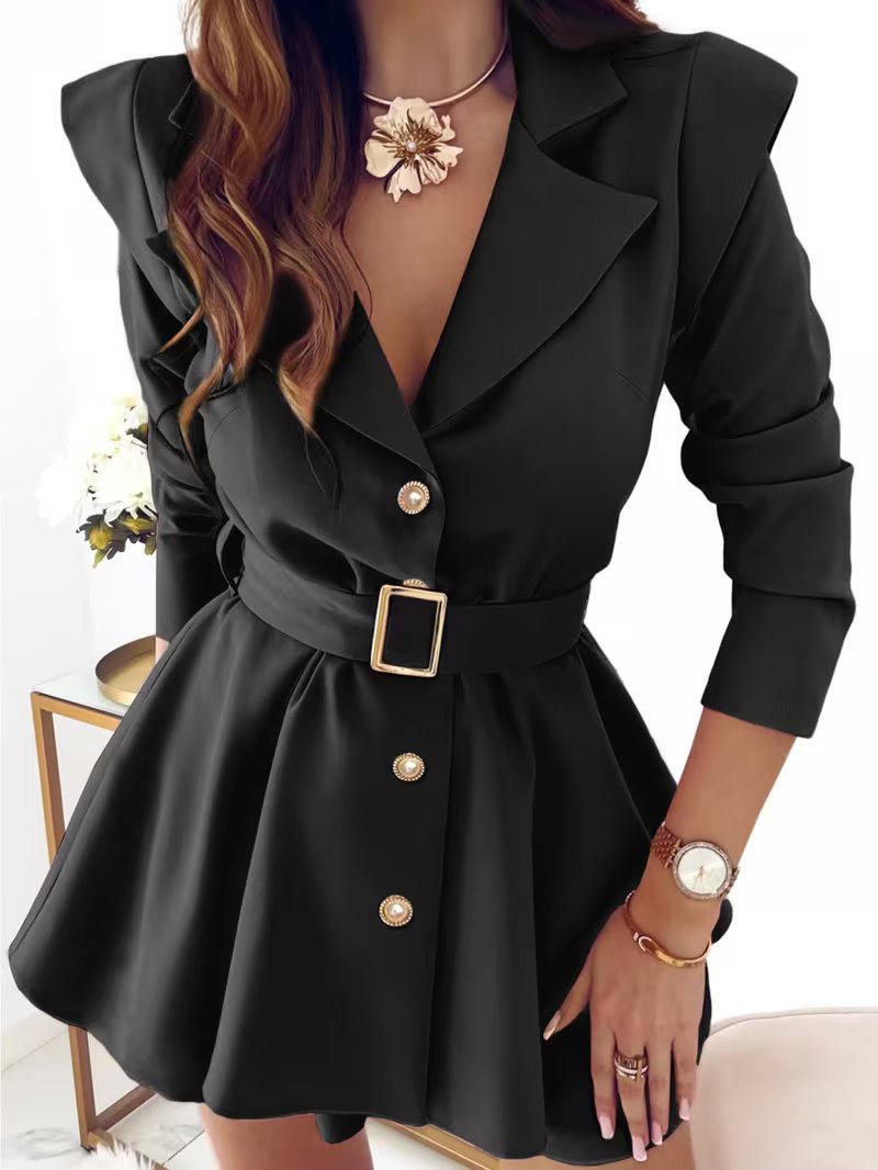 Damen Elegantes Blazerkleid mit Taillengürtel
