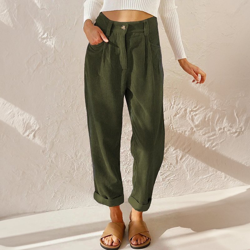 Damen Lässige Cordhose mit hoher Taille