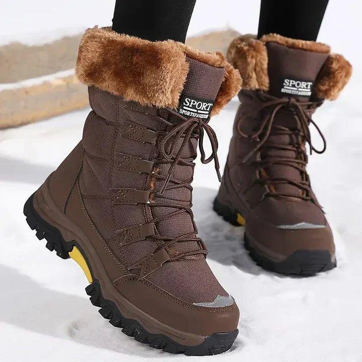 Damen Winterstiefel mit Kunstfell-Kragen