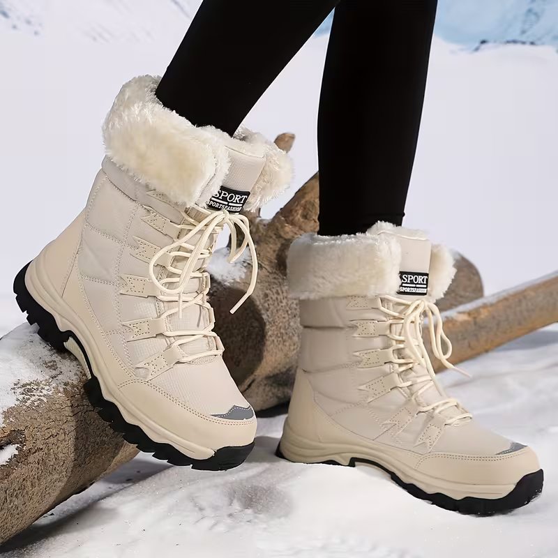 Damen Winterstiefel mit Kunstfell-Kragen