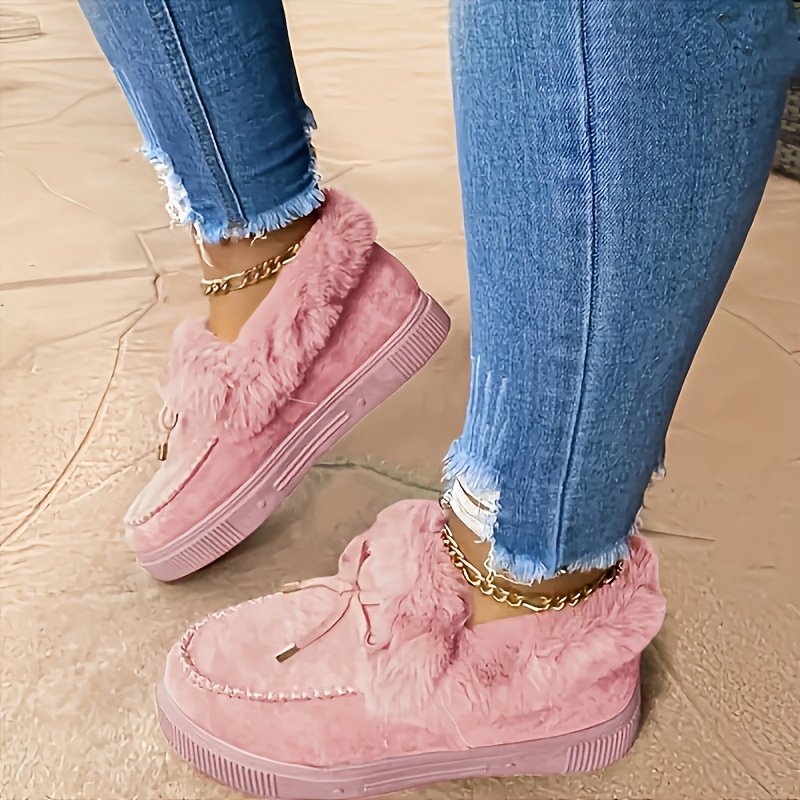 Damen Gemütliche Chunky Loafer mit Kunstfellbesatz