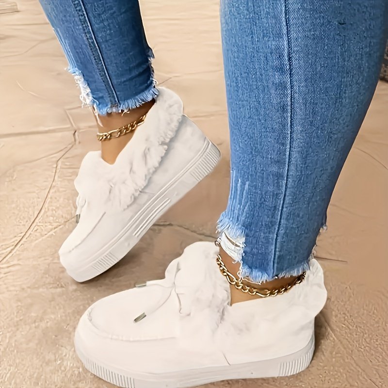 Damen Gemütliche Chunky Loafer mit Kunstfellbesatz
