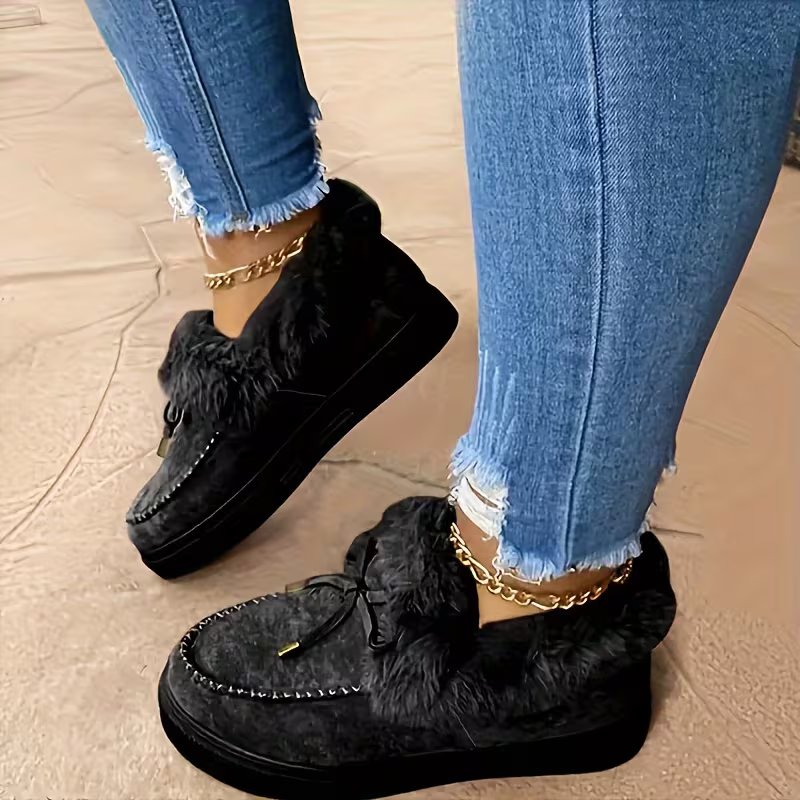 Damen Gemütliche Chunky Loafer mit Kunstfellbesatz