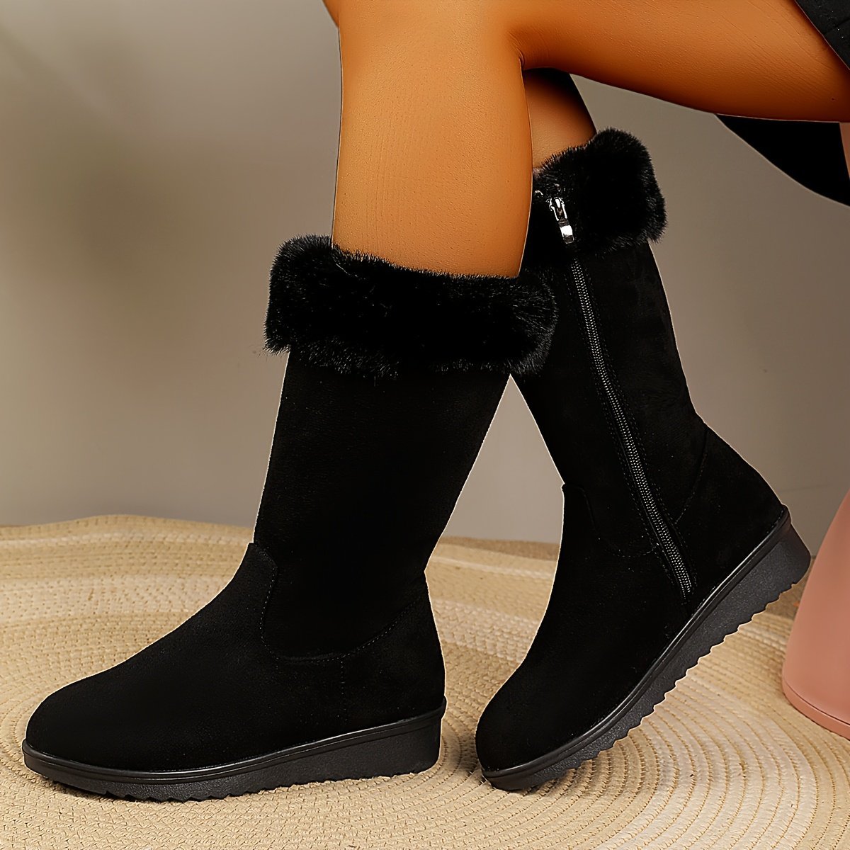 Damen Winterstiefel mit Kunstfellbesatz
