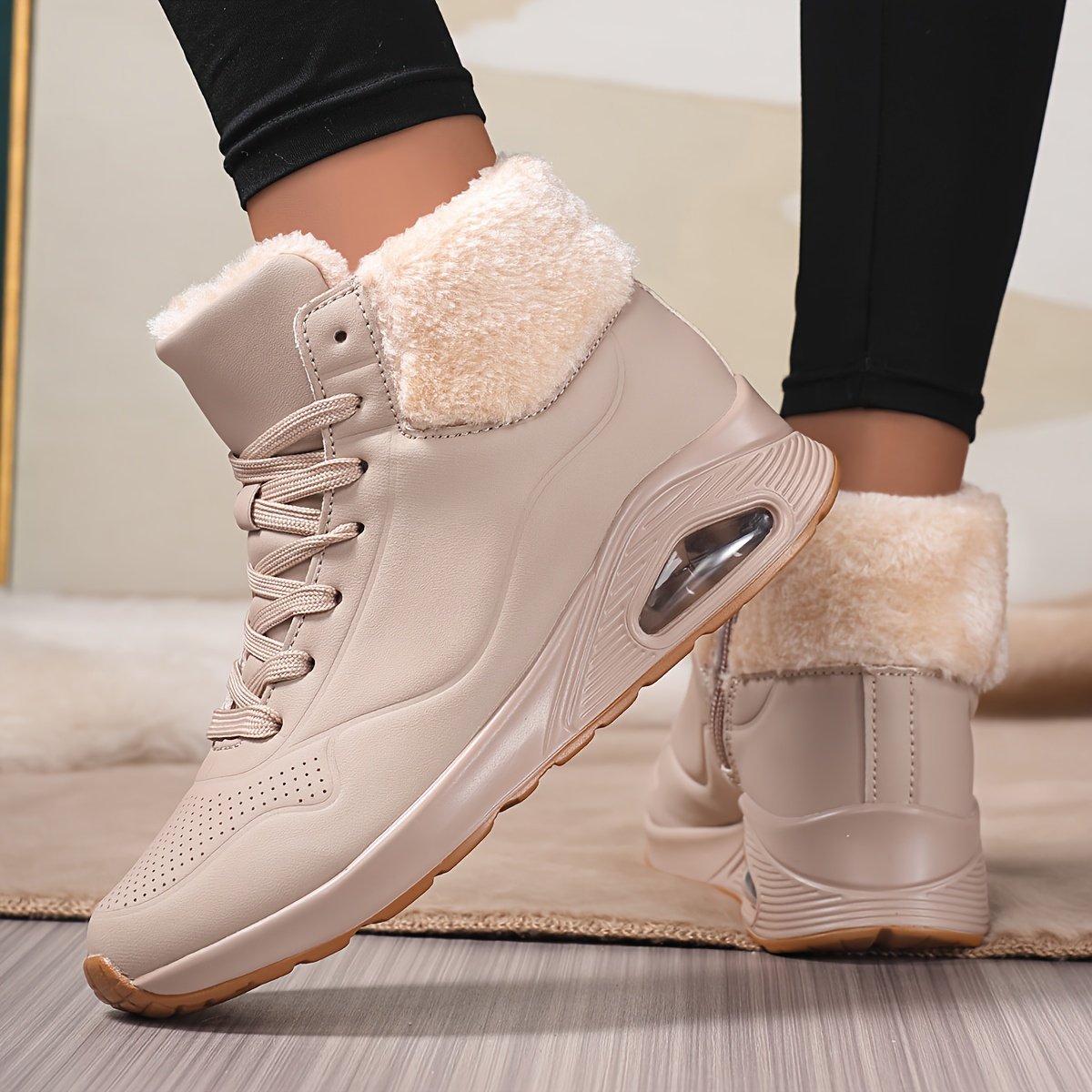 Damen Winterstiefel mit Kunstfellkragen