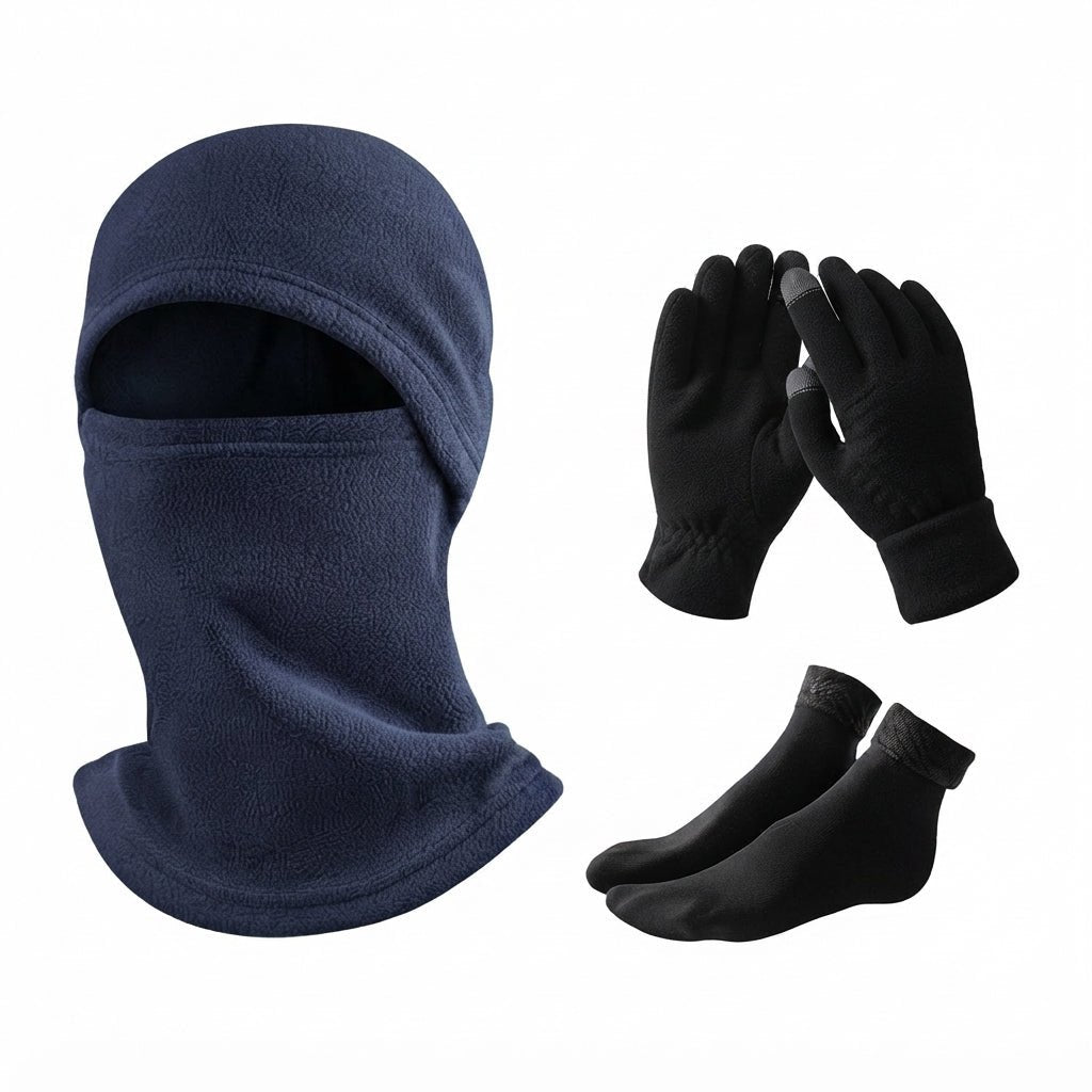 Unisex Winterset mit Fleece-Handschuhen und Sturmhaube
