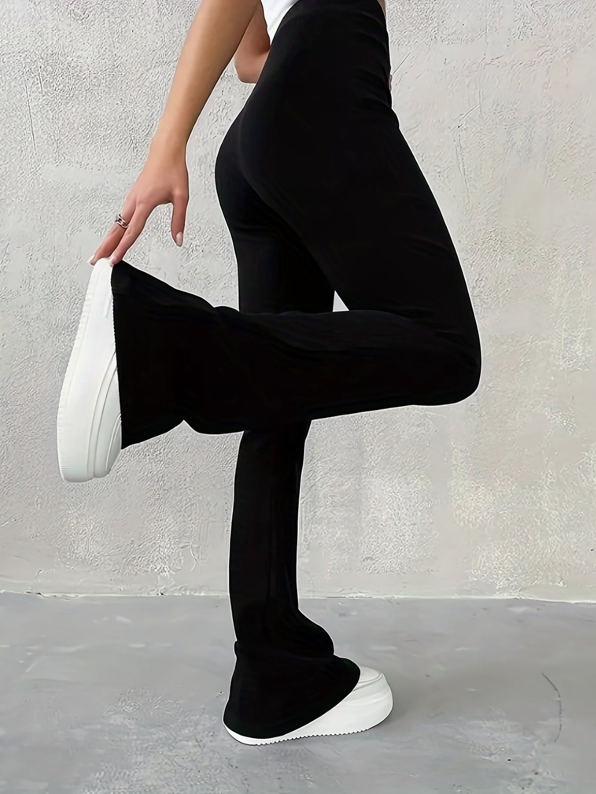 Damen Gerippte Leggings mit hohem Bund