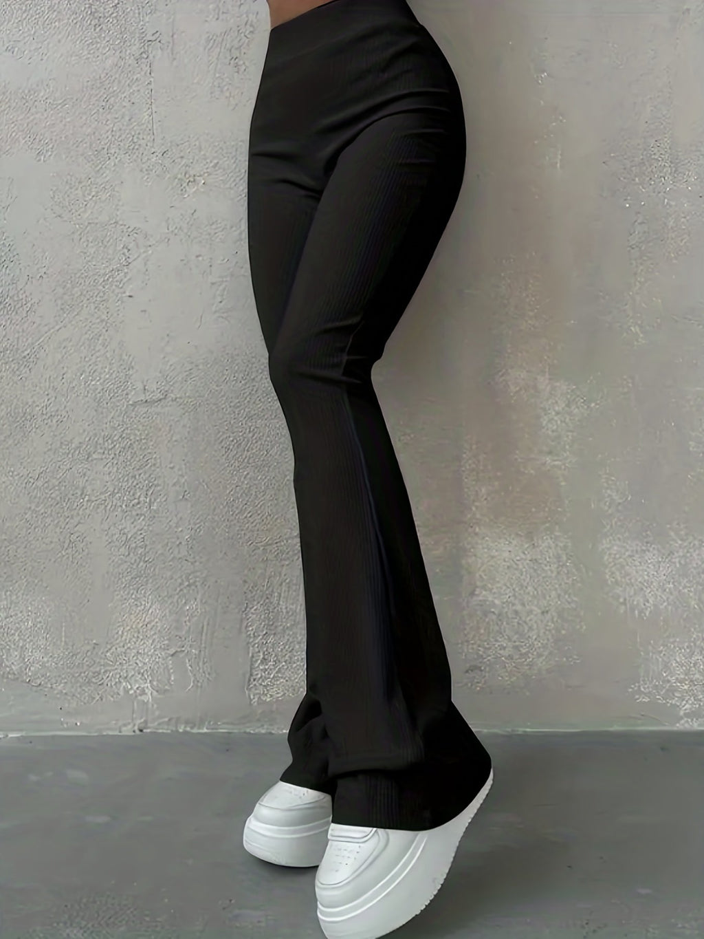 Damen Gerippte Leggings mit hohem Bund