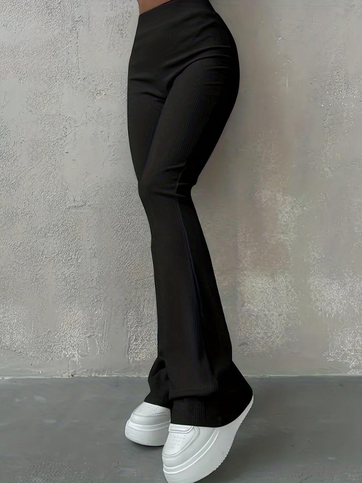 Damen Gerippte Leggings mit hohem Bund