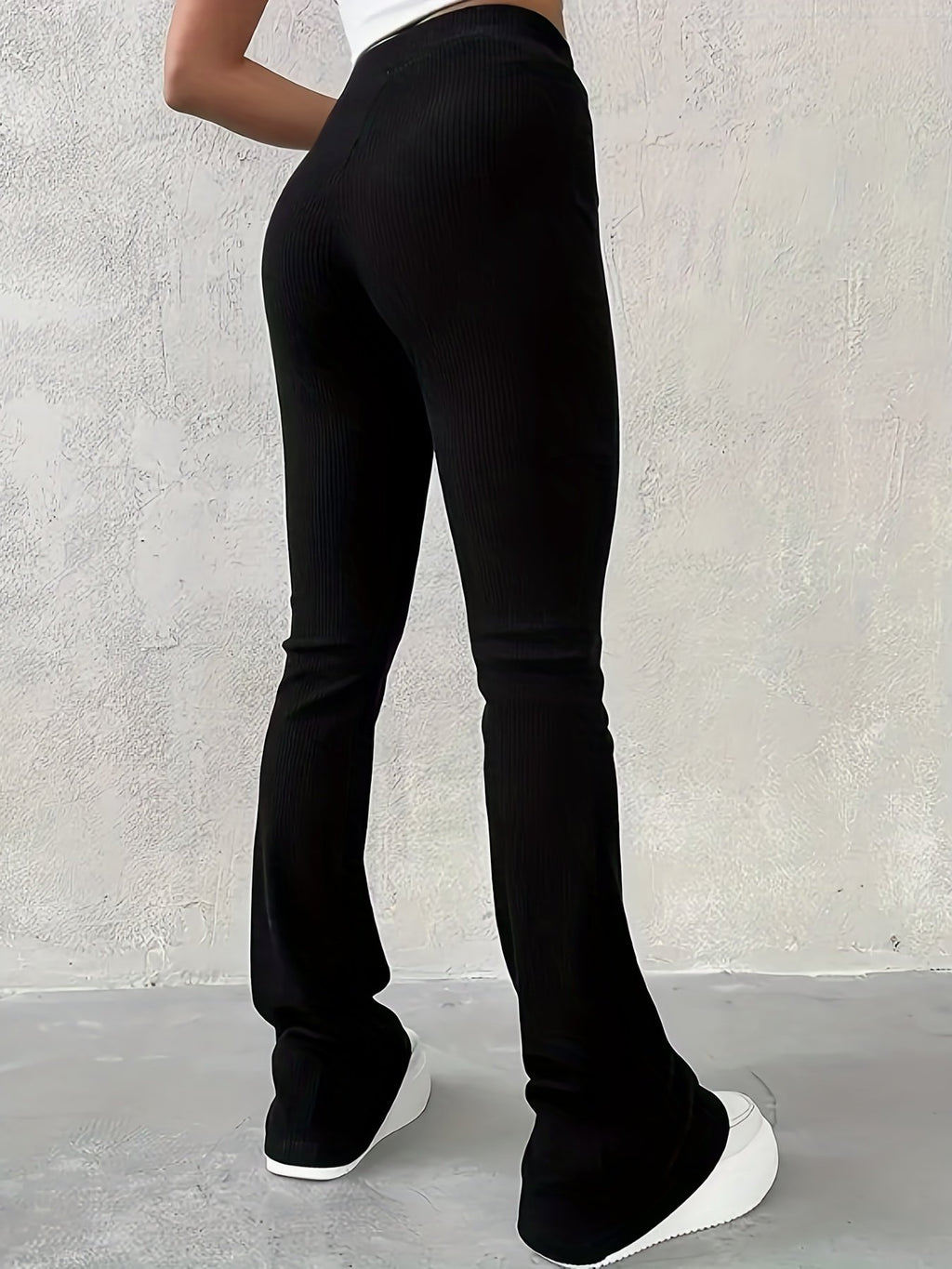 Damen Gerippte Leggings mit hohem Bund
