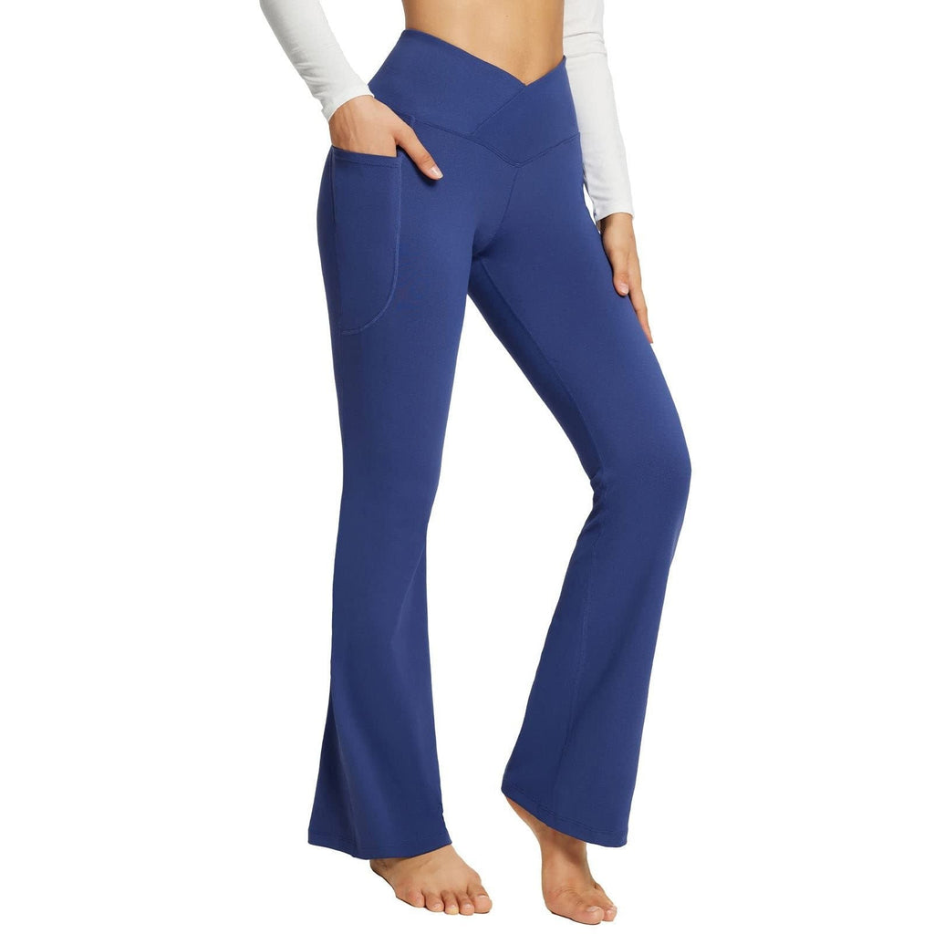 Damen Sportliche Flare-Leggings mit Seitentaschen