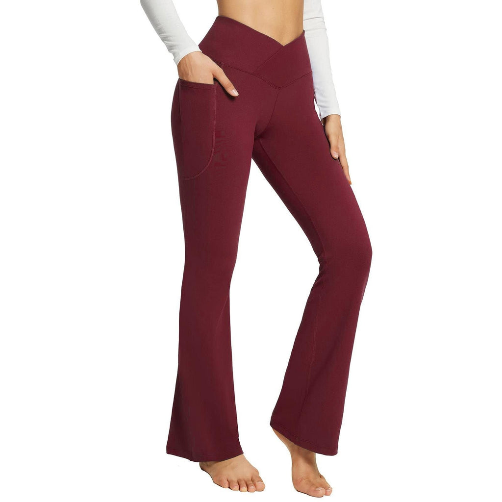 Damen Sportliche Flare-Leggings mit Seitentaschen