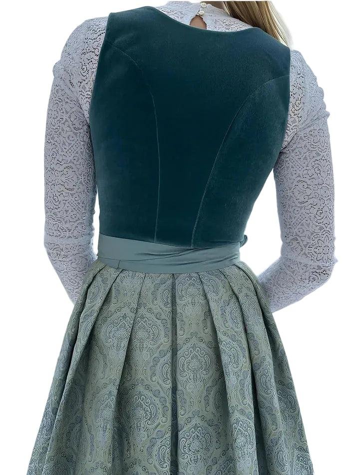 Damen Elegantes Traditionelles  Midi-Dirndl mit Schürze