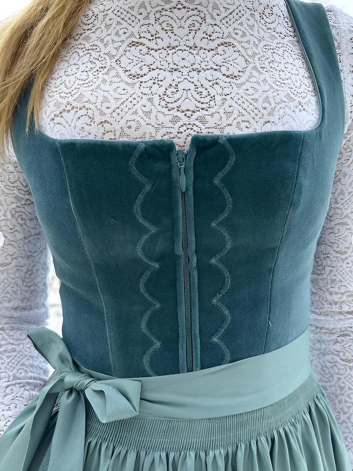 Damen Elegantes Traditionelles  Midi-Dirndl mit Schürze
