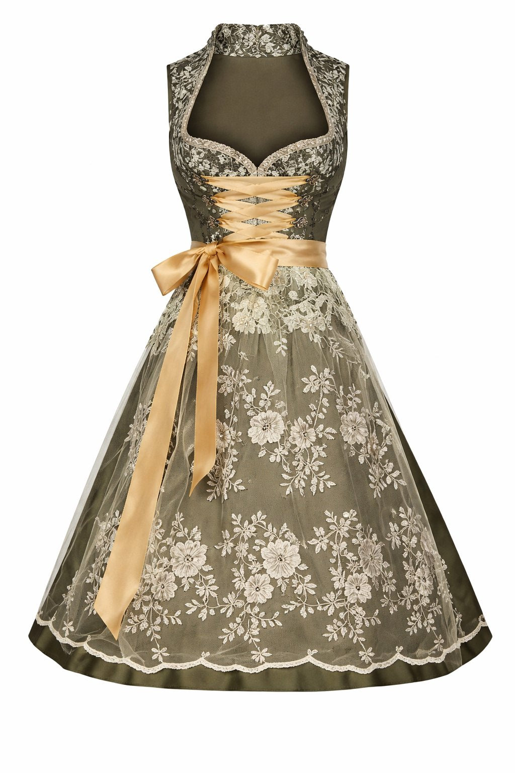 Damen Festliches Dirndlkleid mit Spitzenüberlage