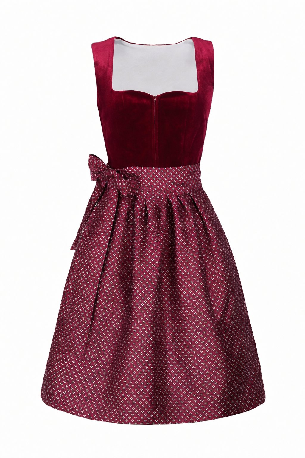 Damen Dirndl-Set mit Samtmieder und Musterschürze