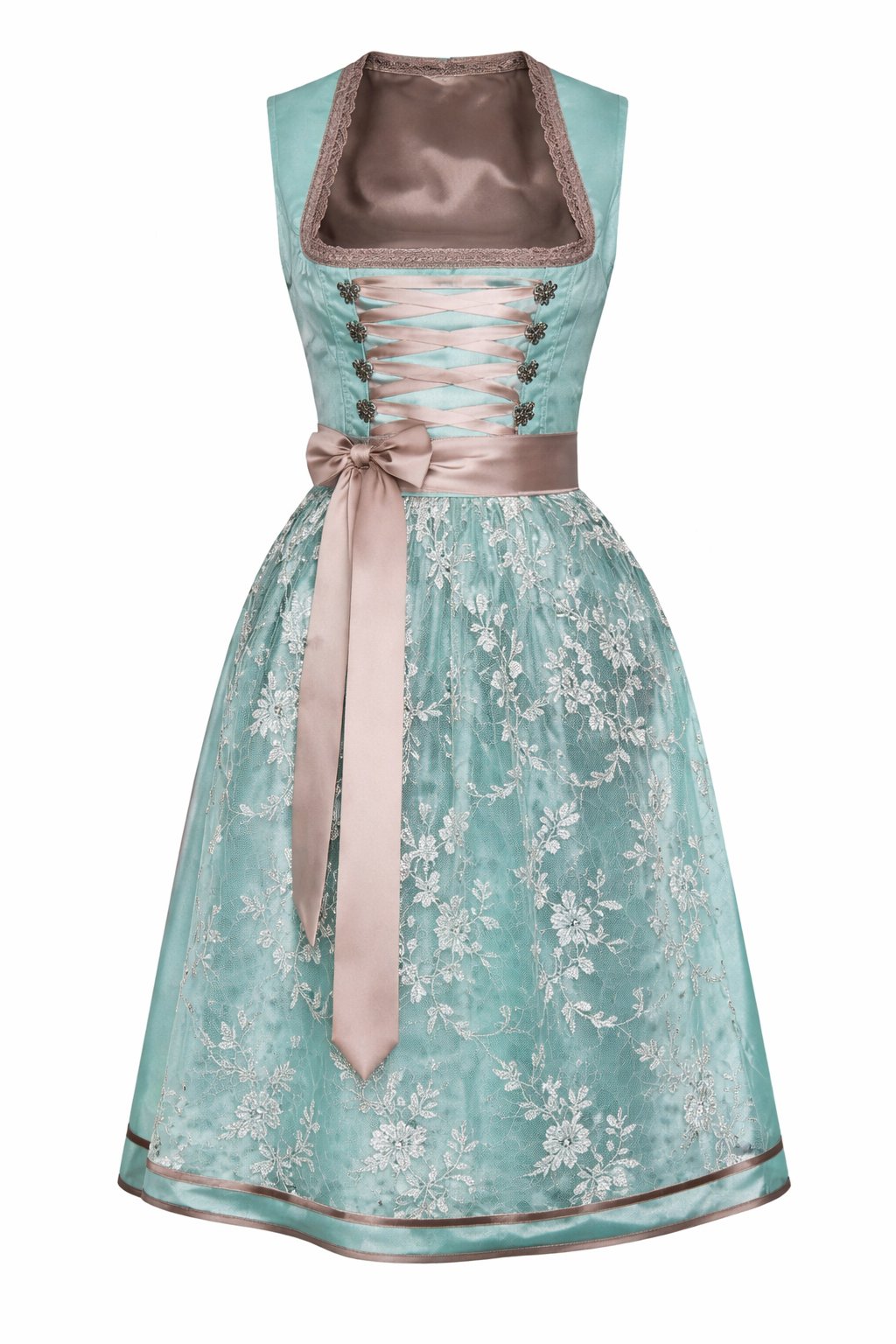 Damen Trachtenkleid mit Spitzenschürze und Miederschnürung