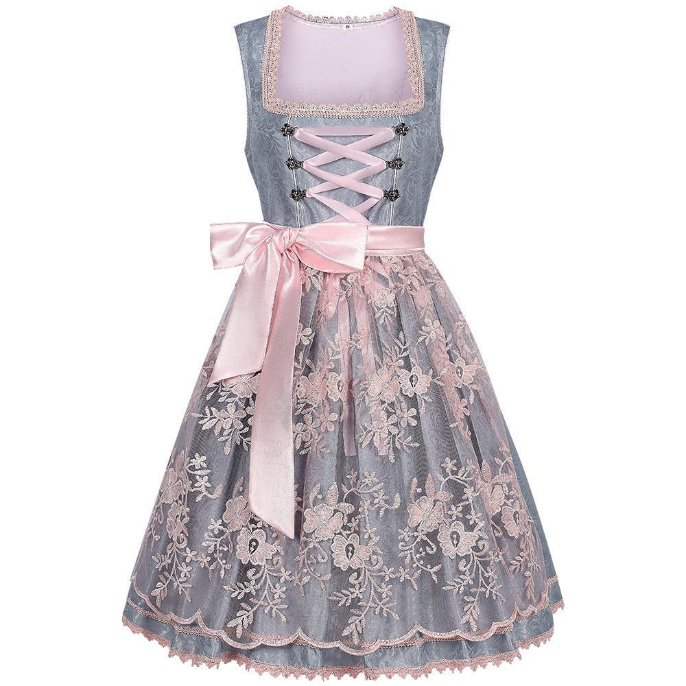 Damen Trachtenkleid mit Spitzenschürze und Miederschnürung