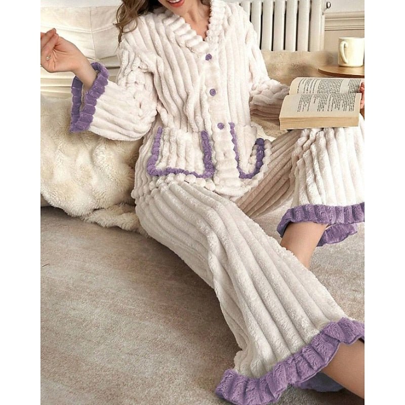 Damen Gemütliches Loungewear-Set mit Rüschenbesatz
